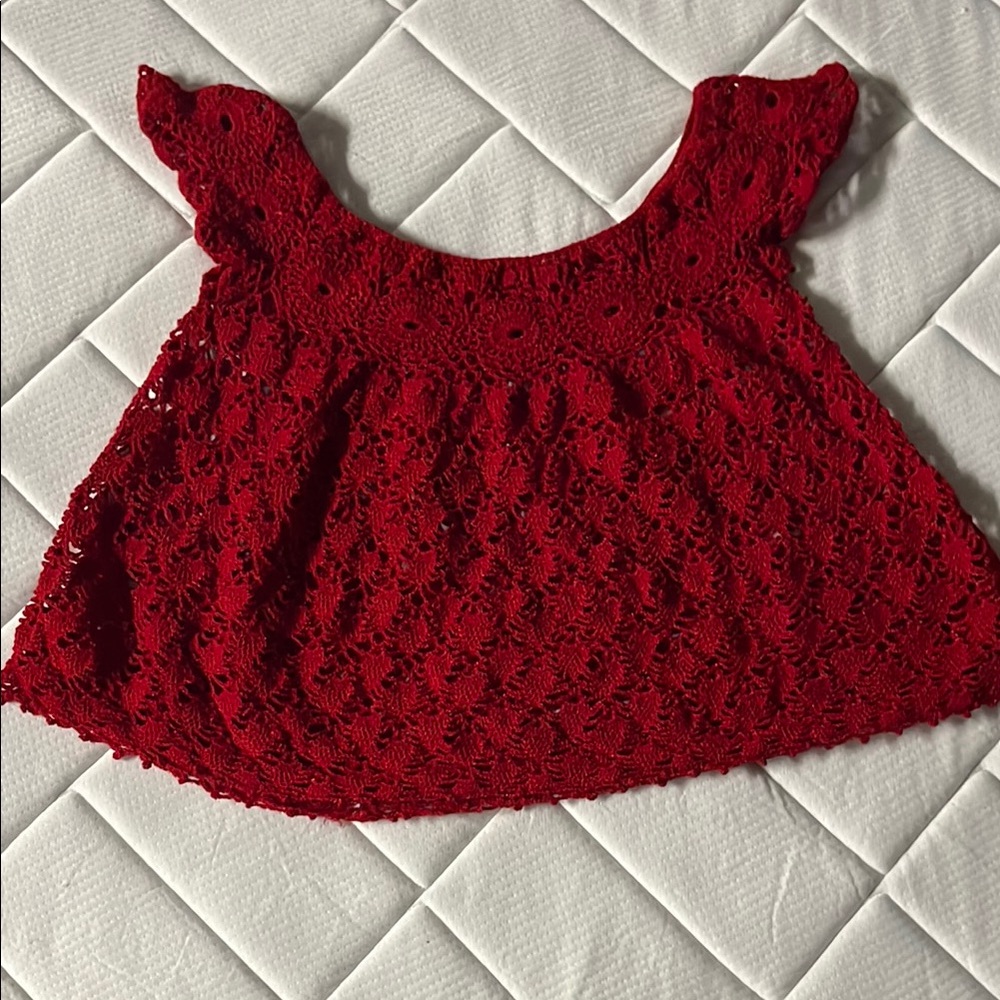 Red Lace Cropped Top